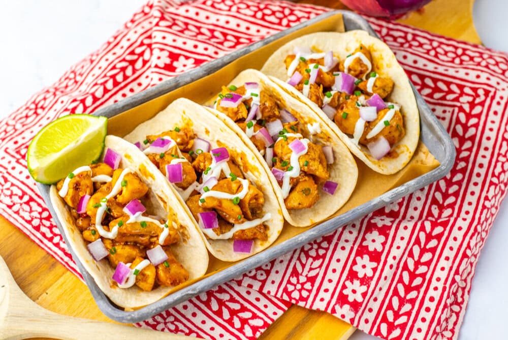 Garlic Butter Honey BBQ Chicken Tacos