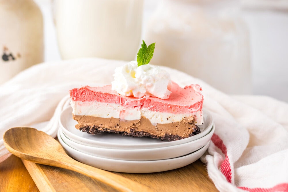 No Bake Neapolitan Cheesecake