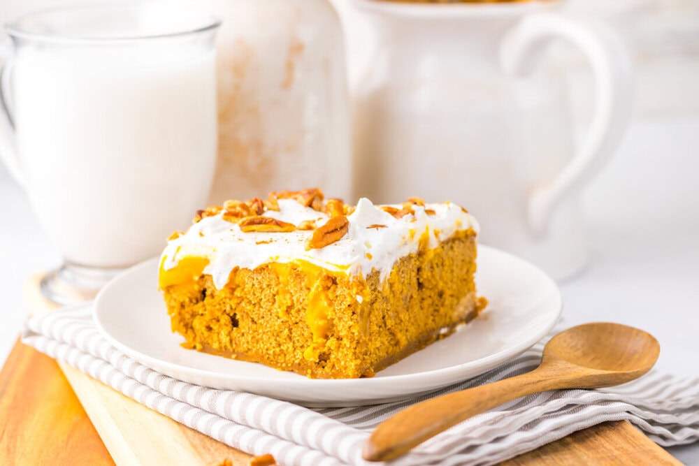 Pumpkin Gingerbread Poke Cake