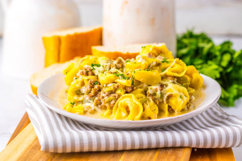 Slow Cooker Cheesesteak Tortellini