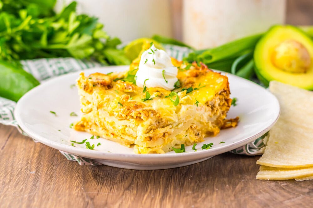 Slow Cooker Creamy Chicken Enchilada Casserole