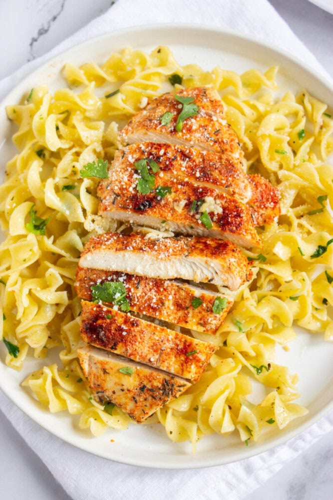 Pan-seared Chicken with Buttered Herb Noodles Pan-seared Chicken with Buttered Herb Noodles