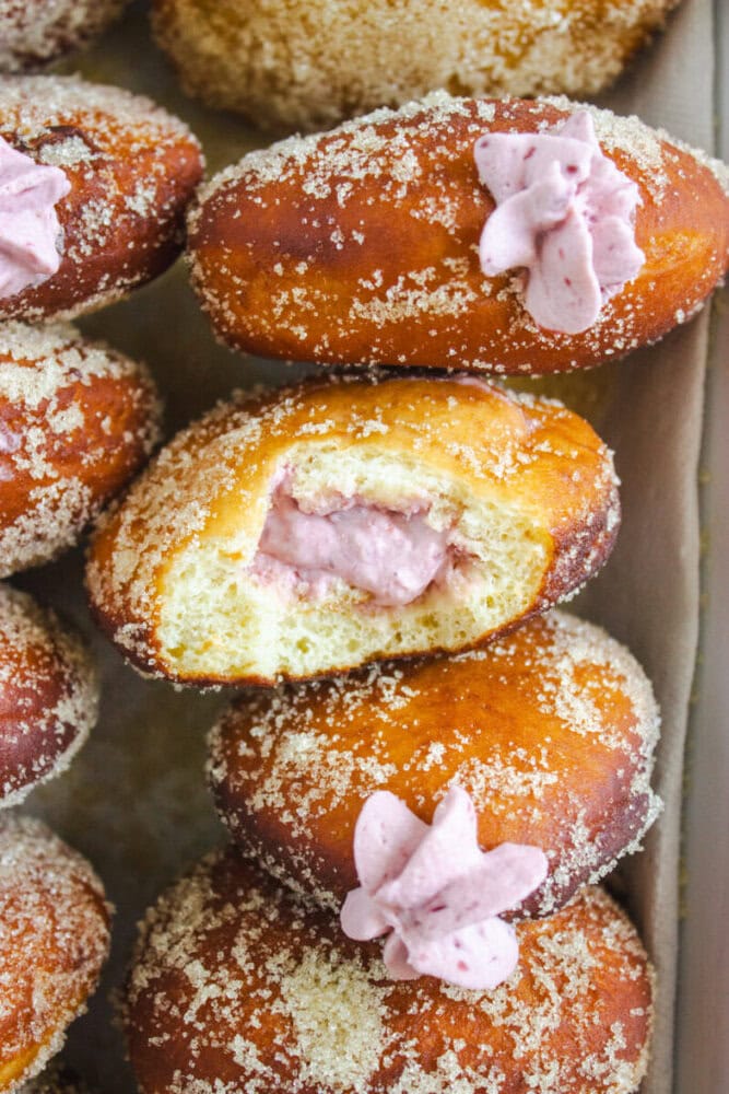 Raspberry Cheesecake Filled Donuts Raspberry Cheesecake Filled Donuts