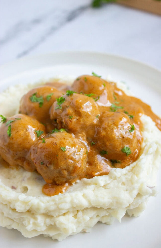 Crockpot Salisbury Steak Meatballs