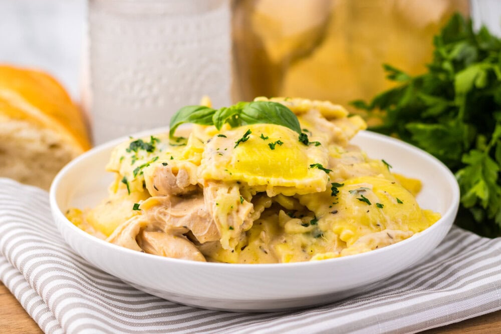 Slow Cooker Chicken Alfredo Ravioli