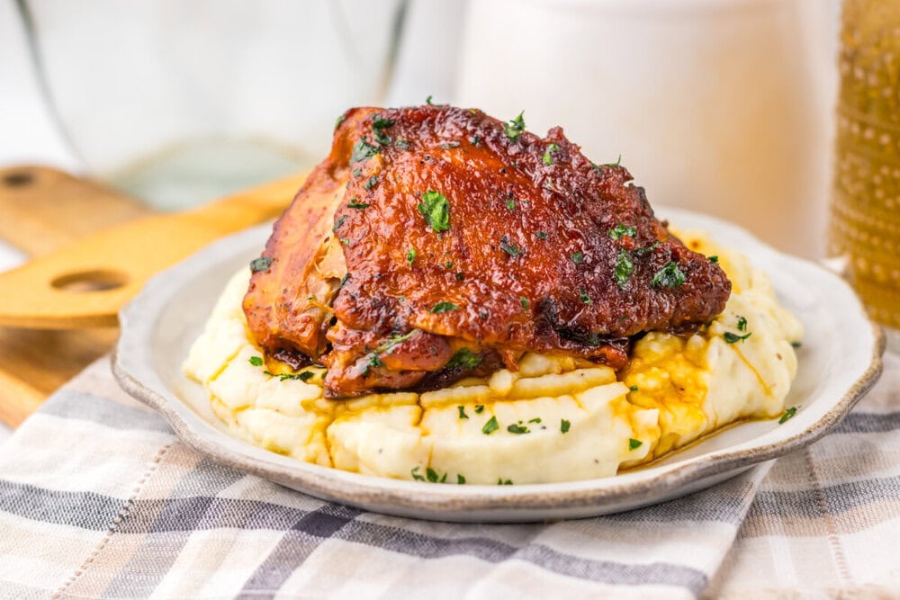 Slow Cooker Honey Bourbon Chicken Thighs