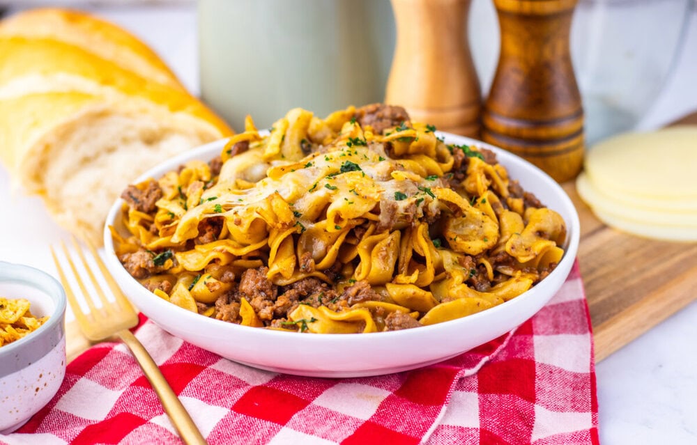 French Onion Beef Noodle Skillet