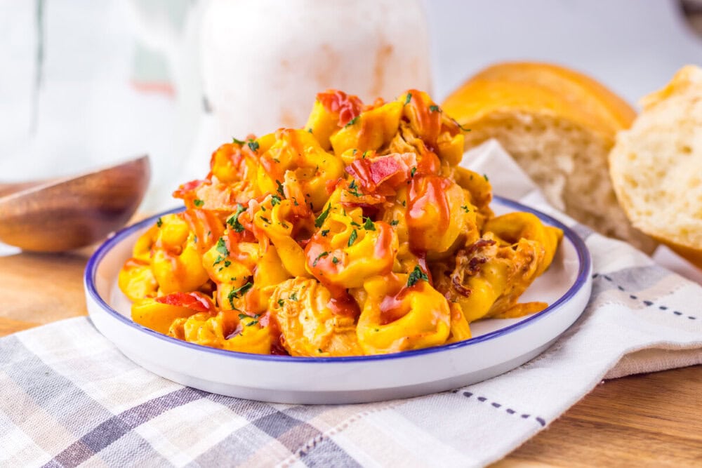 Slow Cooker Cheesy BBQ Bacon Chicken Tortellini