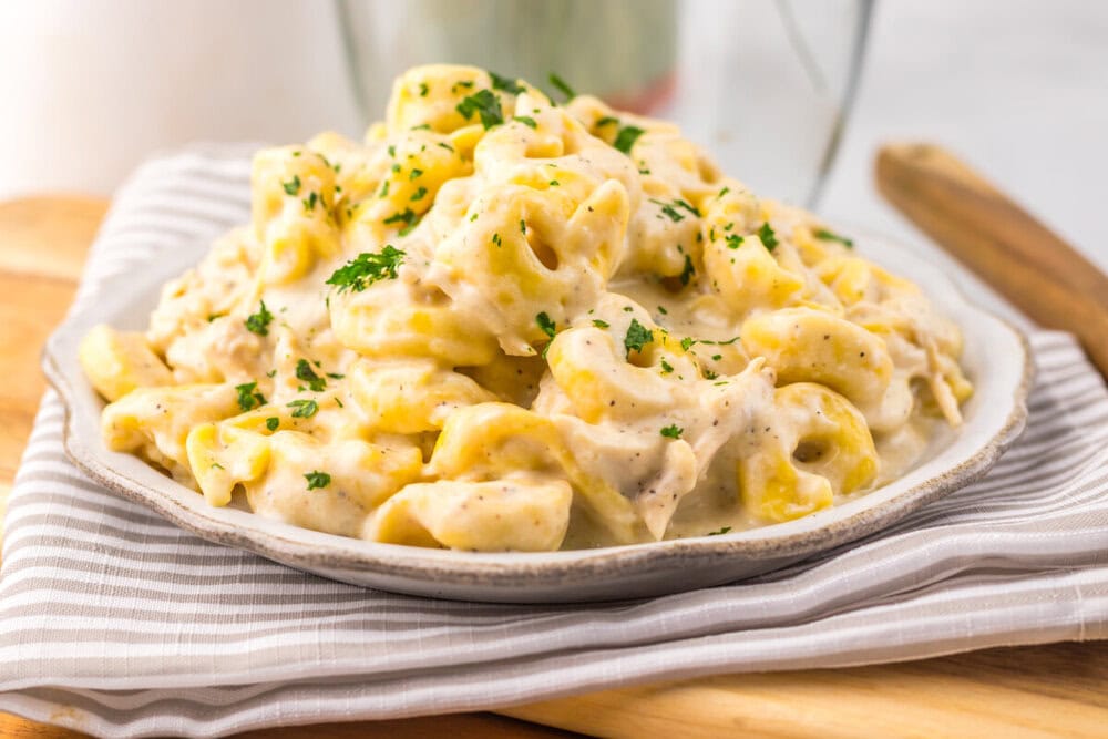 Slow Cooker Chicken Alfredo Tortellini