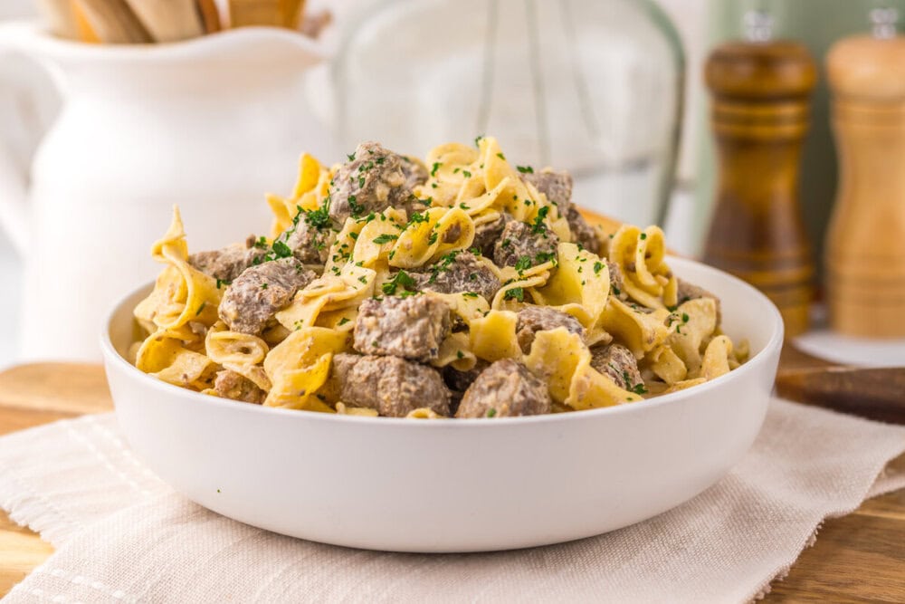 Slow Cooker Garlic Butter Beef & Noodles