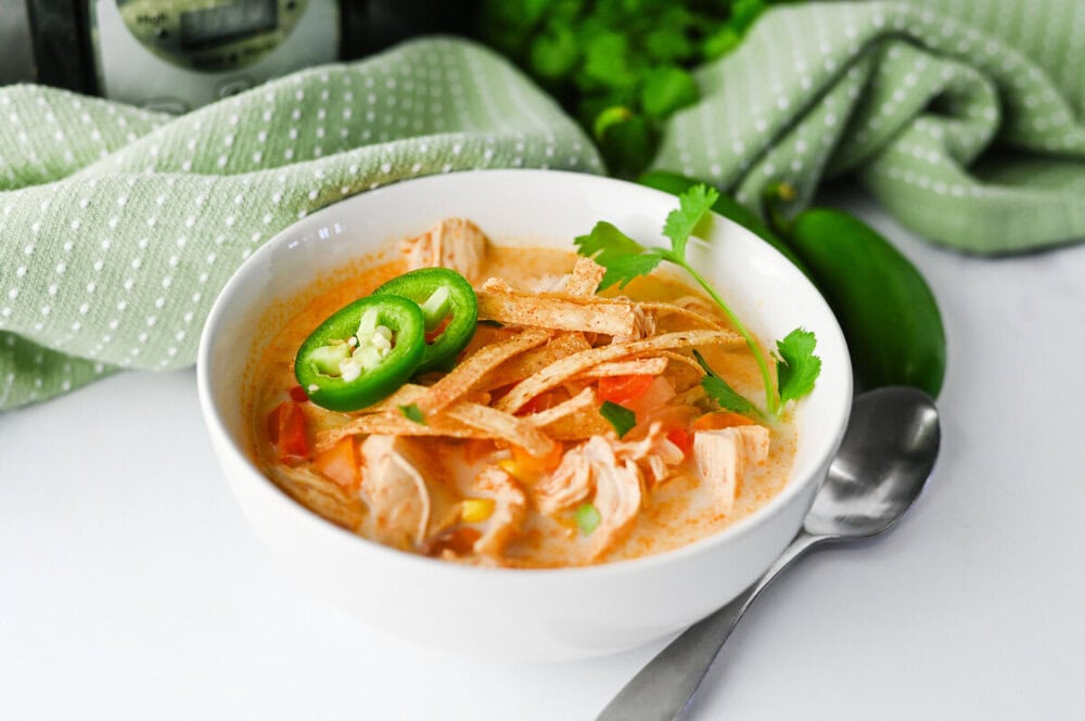 Slow Cooker Creamy Chicken Enchilada Soup
