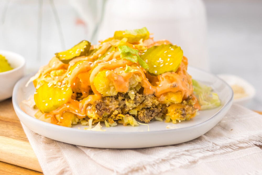 Slow Cooker Big Mac Tater Tot Casserole