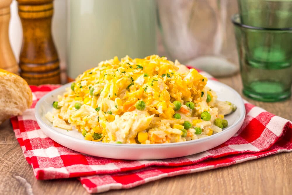 Slow Cooker Chicken Pot Pie Hash Brown Casserole