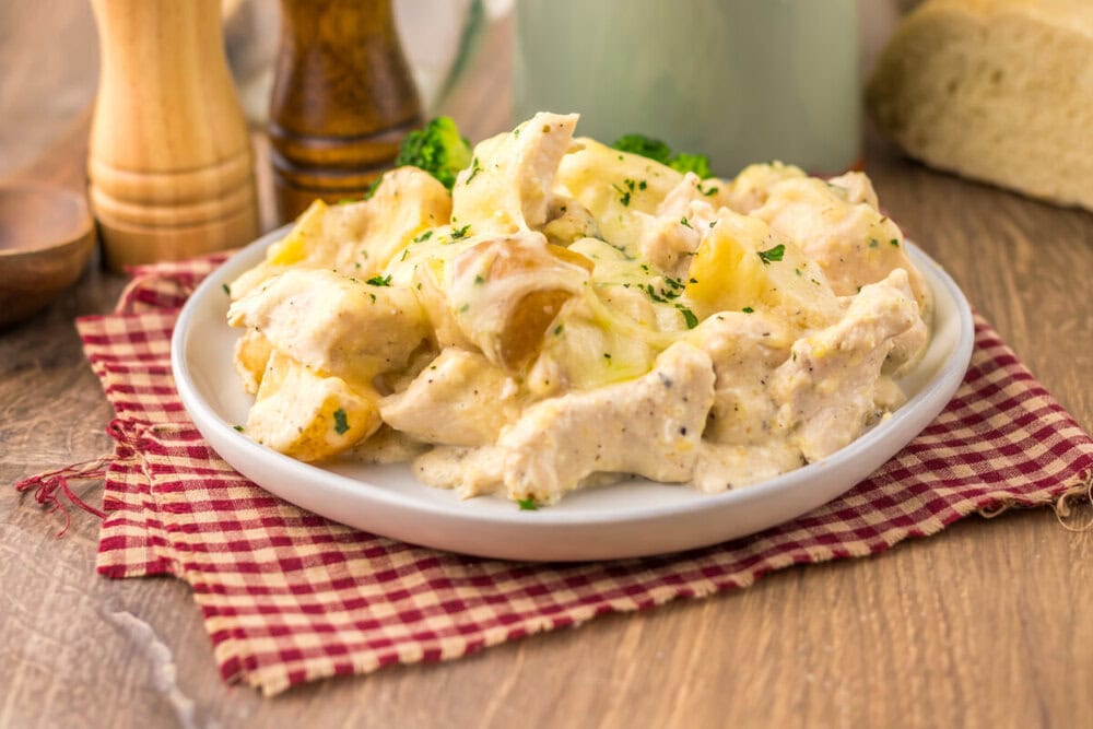 Slow Cooker Cheesy Caesar Chicken & Potatoes